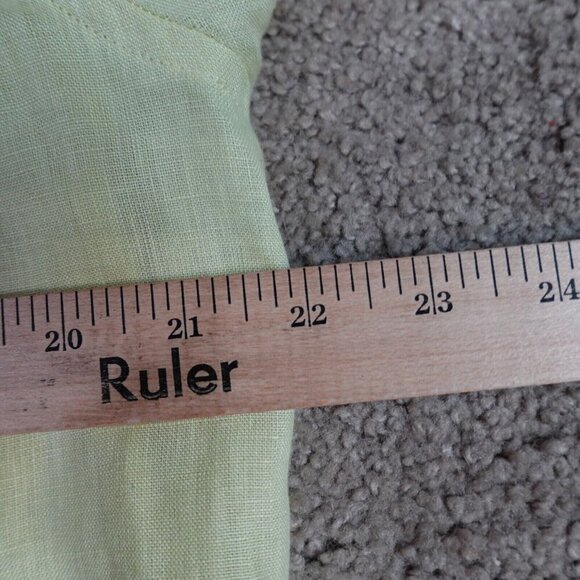 Talbots Shirt 16P Yellow Green Solid 100% Irish Linen Long Sleeves - Picture 6 of 8